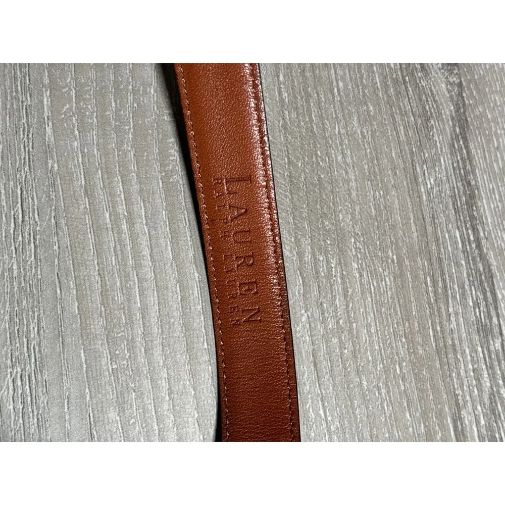 Lauren Ralph Lauren Womens Black Italian Leather Skinny Belt M Old Money Sleek